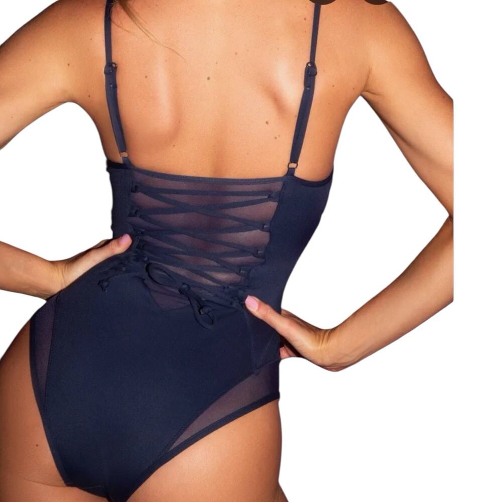 NWT TA3 Meshy Shapewear One Piece Swimsuit Midnight Navy Size XS - Picture 3 of 9